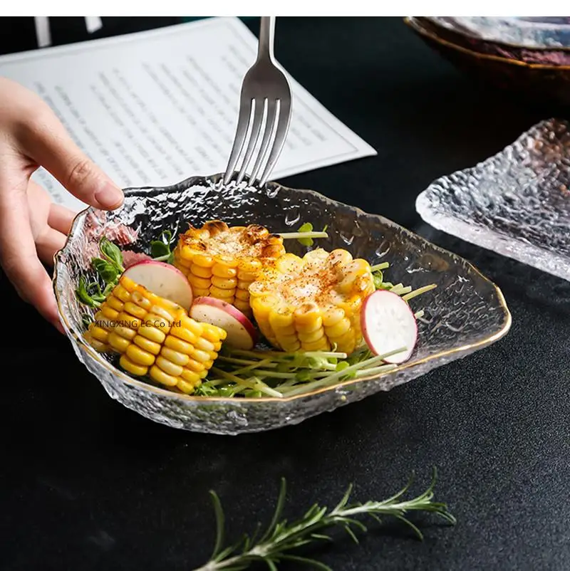 Water Drop Glass Bowl Shaped Fruit Plate Simple Transparent Phnom Penh Vegetable Salad Home Breakfast Oatmeal