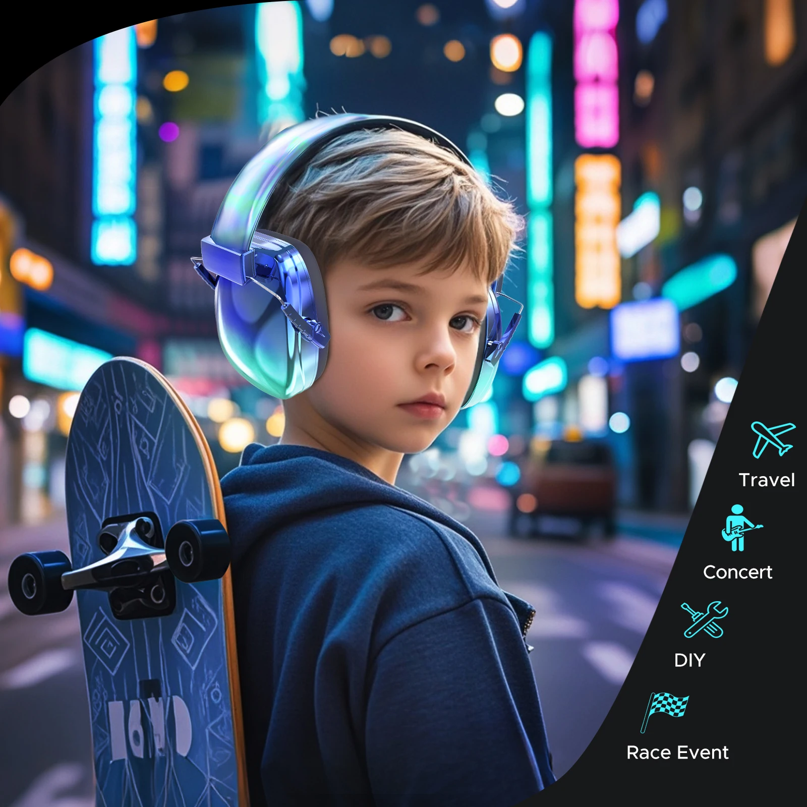 Qearfun-学童用のノイズリダクションイヤーマフ,耳保護,保護,子供向けギフト