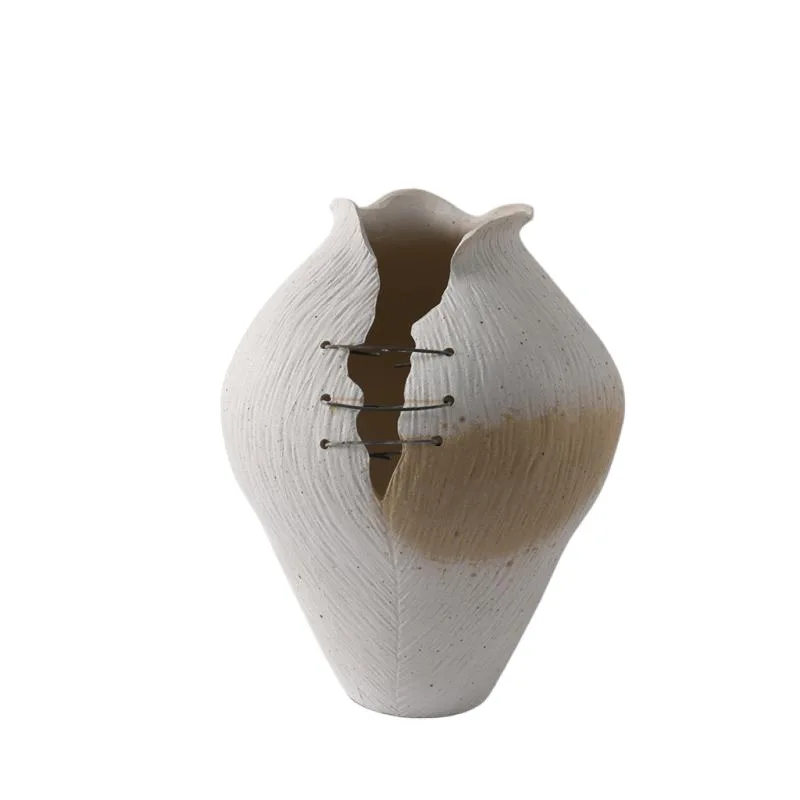 

Special-shaped ceramic vase, living room flower arrangement, wabi-sabi antique soft decoration designer flower ware