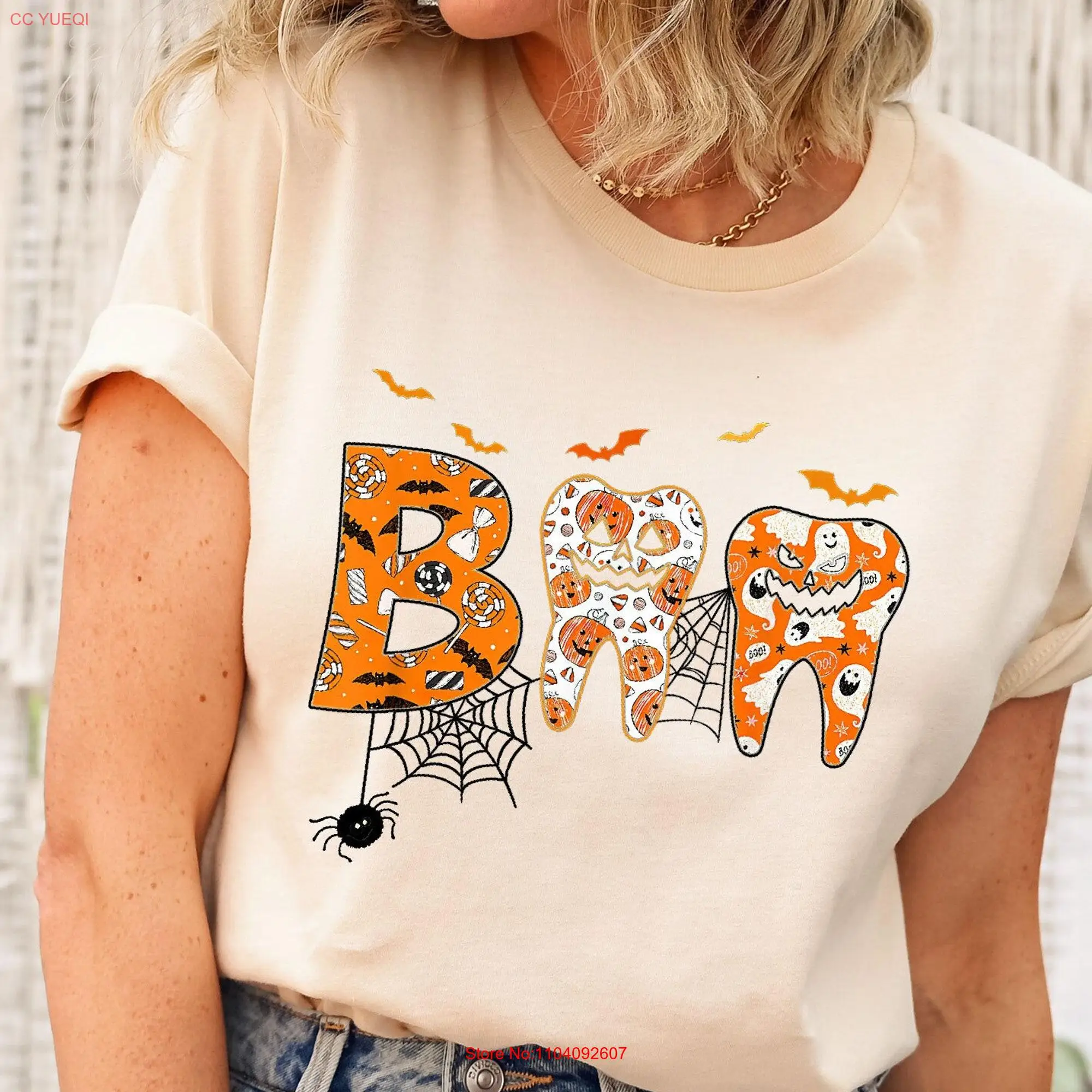 

Halloween Dental T Shirt Spooky Dentist Assistant Pediatric HygienisT long or short sleeves