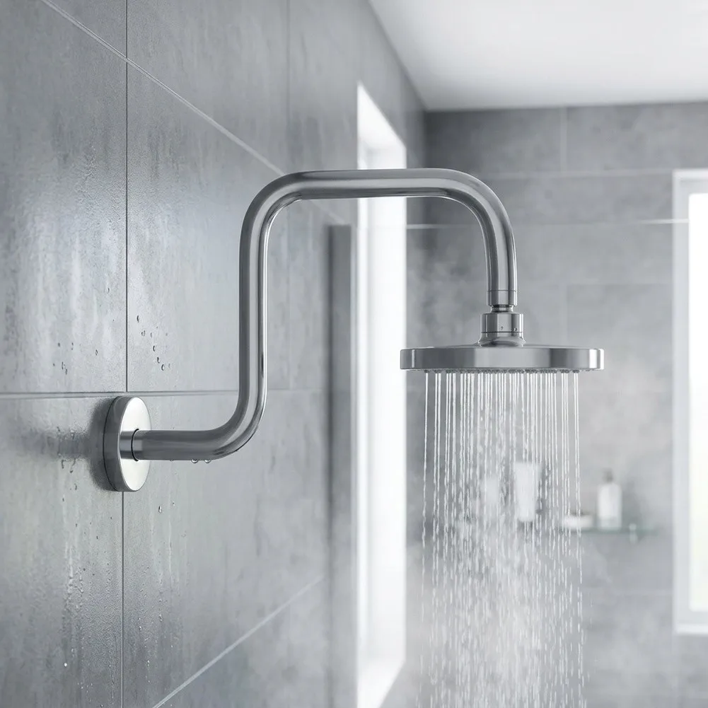 13 inch Wall Mounted Stainless Steel Shower Arm S Shape Gooseneck for Overhead Shower Head Mounting and Stability
