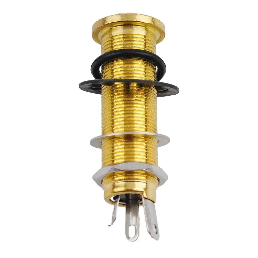 Electric Guitar Bass Parts 6.35mm Stereo Output Input 1/4 Inch Jack Socket Plug Brass Straight Ribbed Tube Style Jack Anti-noisy