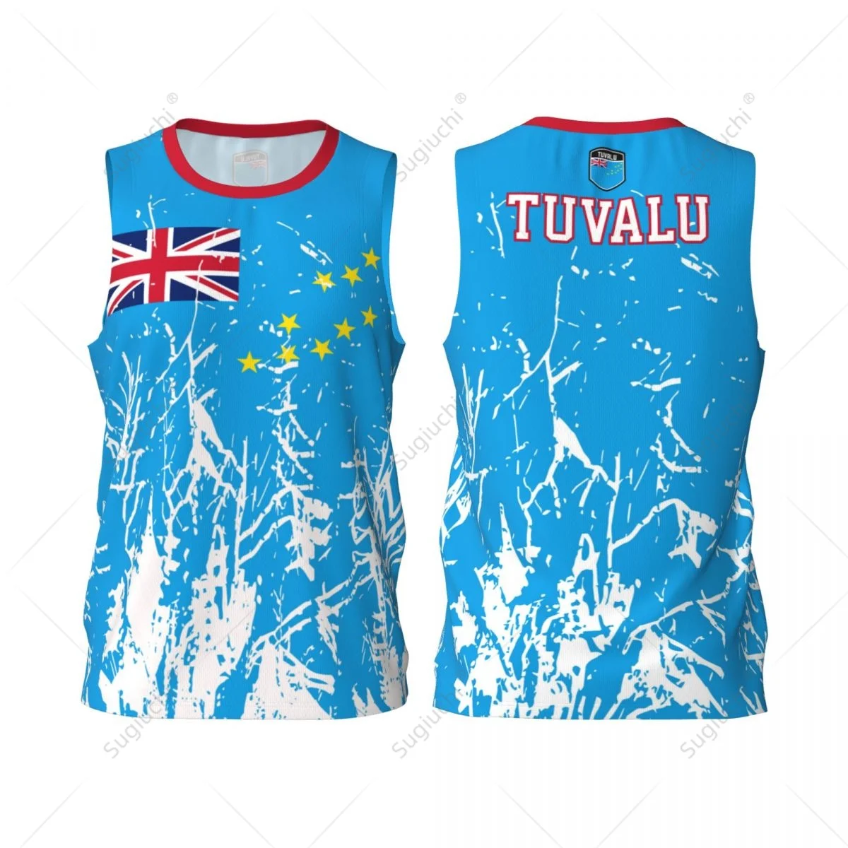 Men Basketball Sports Tuvalu Flag Running Fitness Multifunction Jersey Sleeveless shirt Custom Name Nunber Exclusive