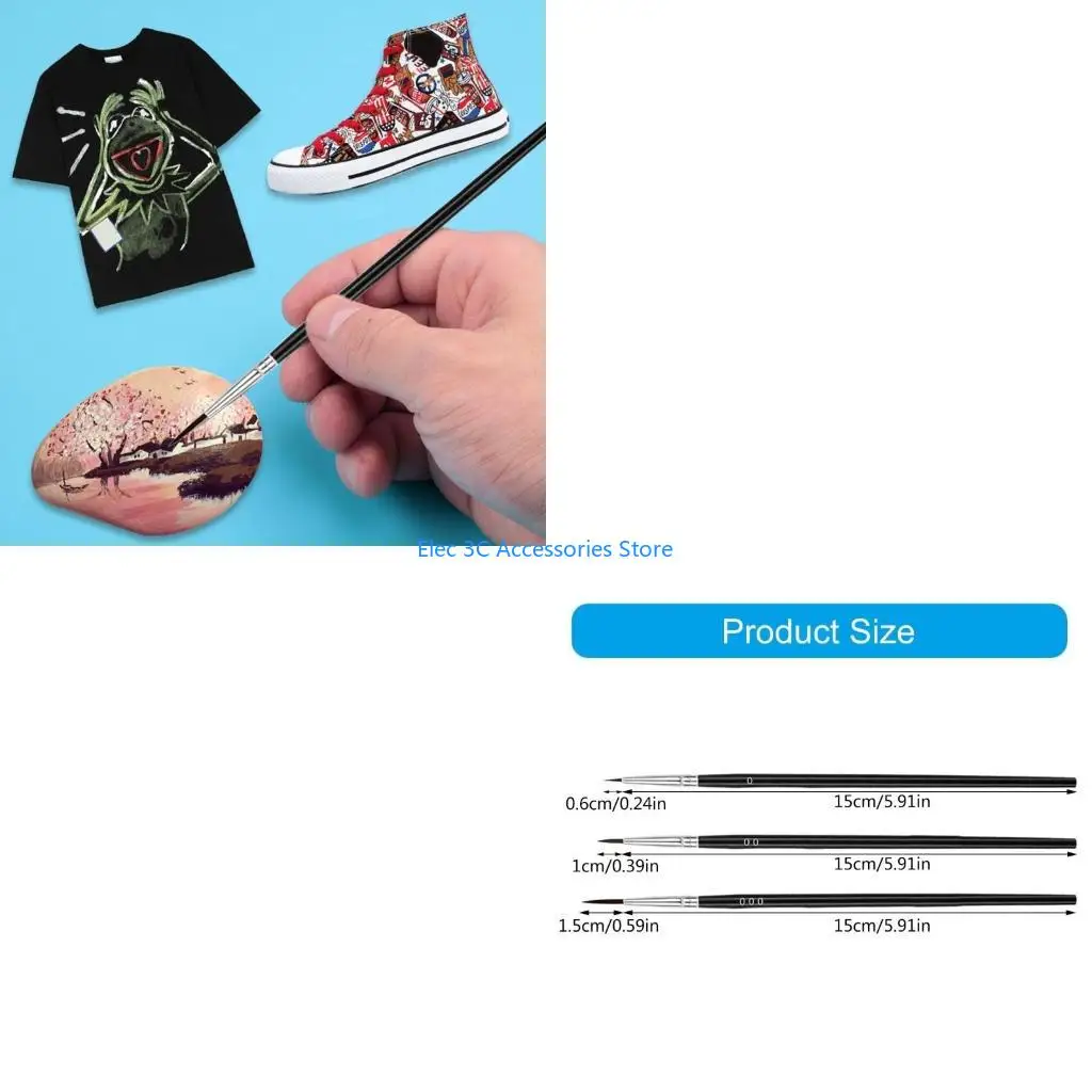 Y51A 30 ชิ้น/เซ็ตขนาดเล็ก Liner TIP แปรงทาสี Fine แปรง Tiny รายละเอียดแปรง 3 ขนาดสำหรับภาพวาดศิลปะ