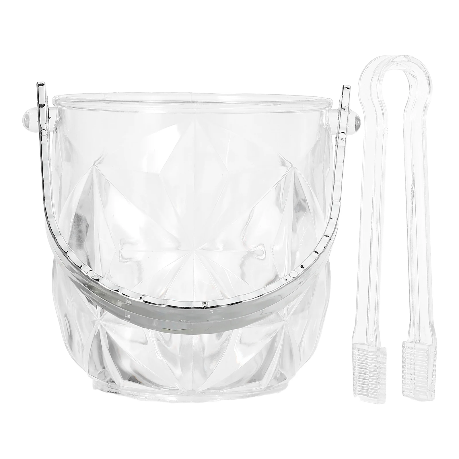 

Ice Bucket With Tong: Clear Transparent Ice Cube Bucket For Outdoor Camping Bbq Beach Picnic Chilled Drinks And Wine Cooler