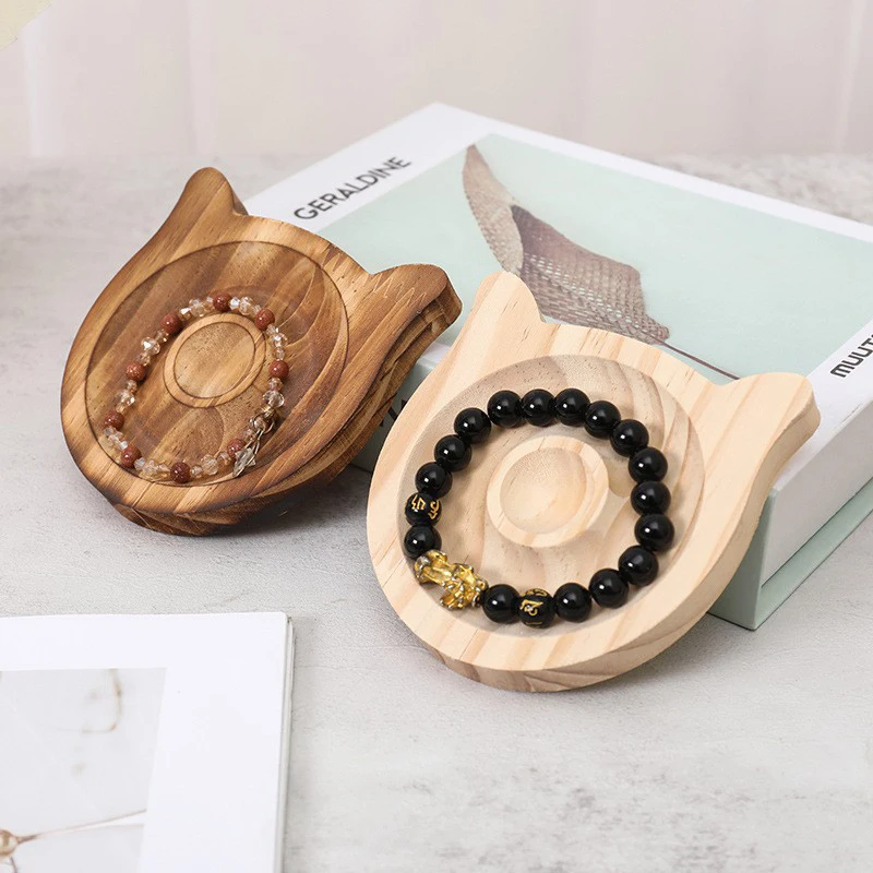 Soporte de exhibición de pulsera con cordón de madera, almacenamiento, placa de cuentas, bandeja, organizador para hacer joyas