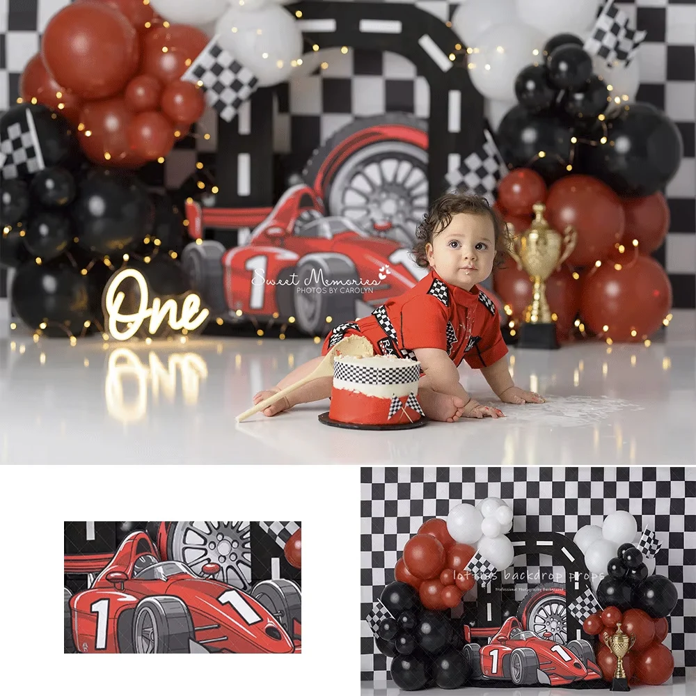 Fast One Racer Theme Backdrops Kids Baby Photography Child Adult Photocall Racing Car Boy Birthday Photostudio Background