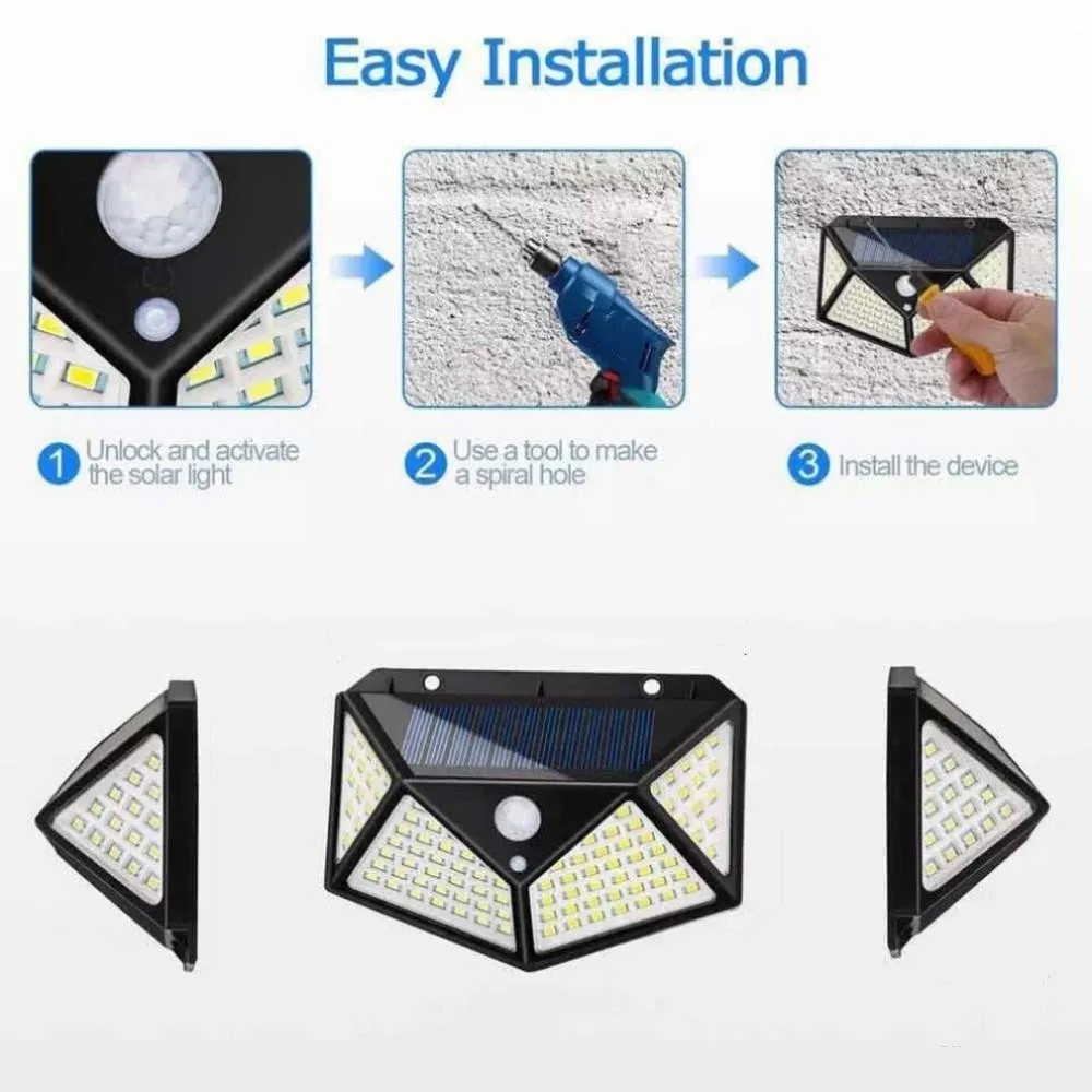 IP65 Waterproof Motion Sensor Light 100 LED Beads PIR Motion Sensor Solar Street Lights Portable Mini Solar Lamp Wall