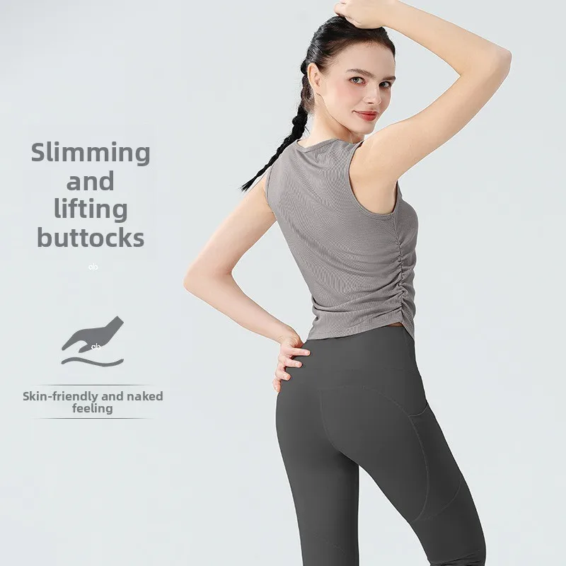 Women Ribbed Quick Dry Yoga Outfit Loose Top Elastic Workout Set Petite Size Summer Jogging Fitness Sports Suit