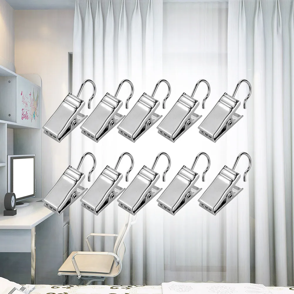 50Pcs Rust Resistant Iron Curtain Hooks Metal Bathroom Hooks for Shower Curtains Towels Kitchen Dormitory Home Organization