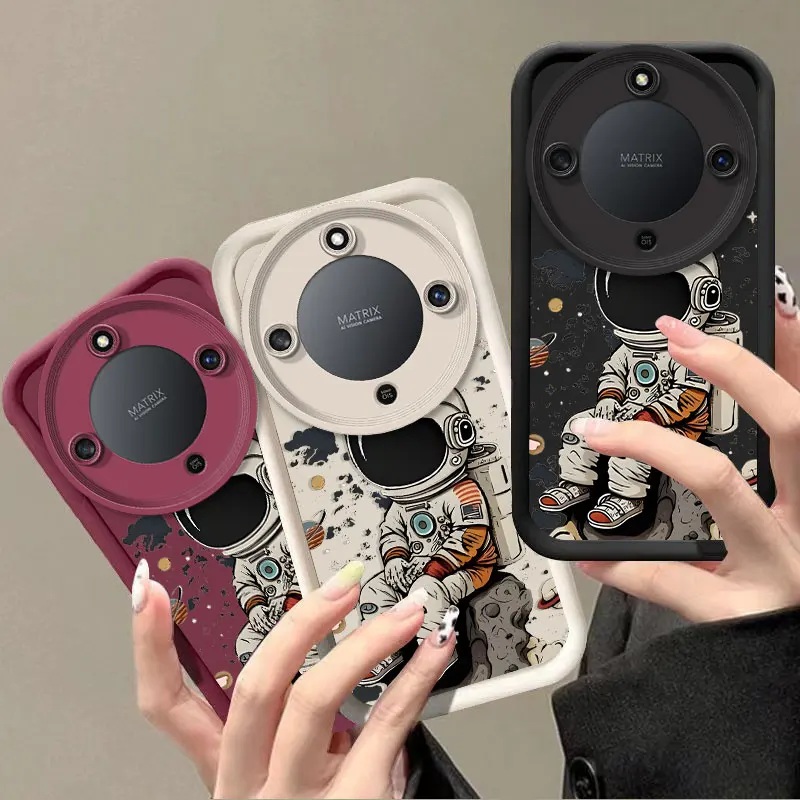 Flexible Silicone Case For Honor Magic8 Lite Magic 7 Pro X9d X9c Smart Protective Cover Shockrpoof Astronaut Print Pattern Funda