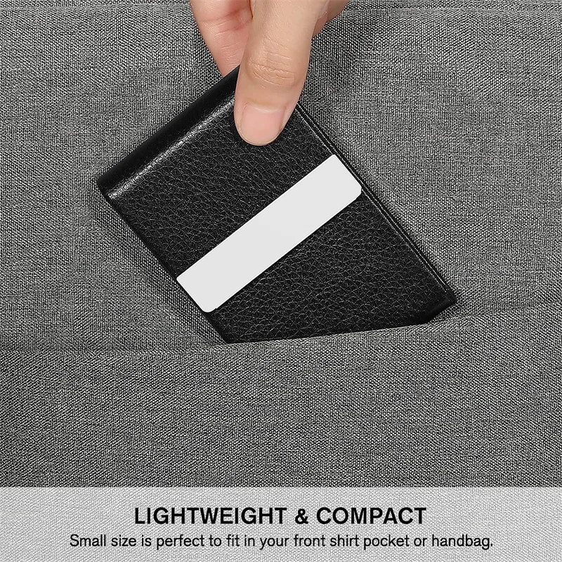 Creative Business Card Holder PU Leather Business Card Case with Magnetic Clasp Pocket RFID Blocking Business Card Organizer