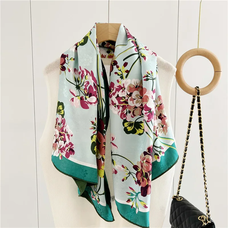 Luxury 100% Mulberry Silk Scarf 110cm Women Elegant Neck Ladies Neckwear Shawl Soft Pure Square Shawl Wrap Bandana Stoles Gift