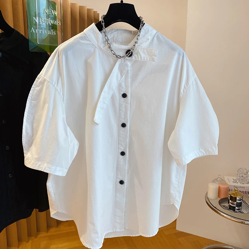 

2024 New Summer Korean Loose Short Sleeve Shirts Women's Vintage Fashion Casual Blouses Elegant O Neck White Tops Blusa Feminina