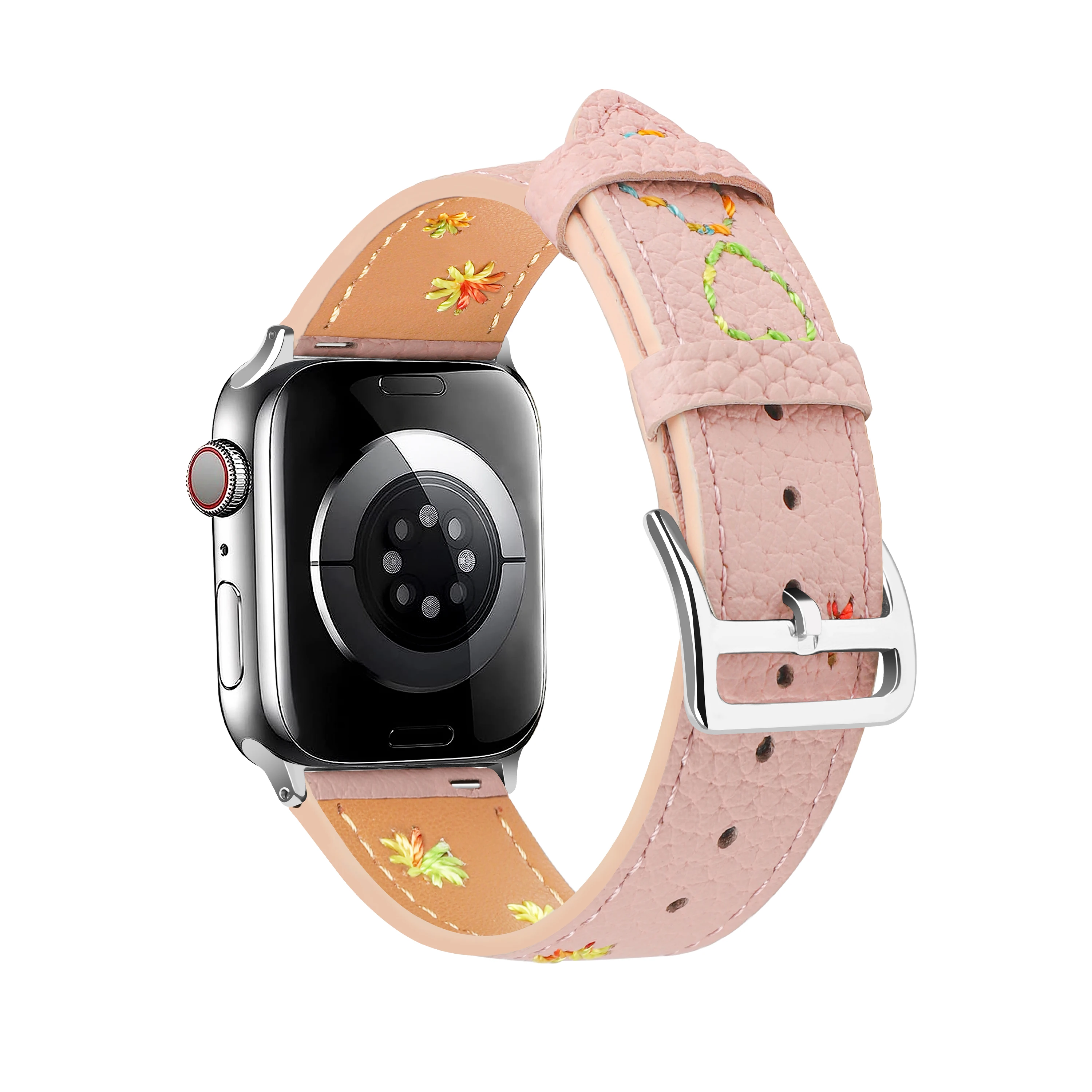 Strap For Apple Watch Band 44mm 42mm 41mm 40mm 45mm 49mm 44 mm Floral embroidery bracelet correa iwatch series 9 7 SE6 8 Ultra 2