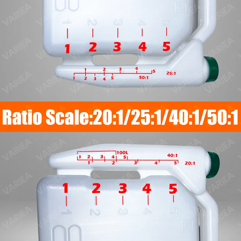 VARIEA- 1L/2L/3.5L/5L-2-Takt-Kraftstoffmischflasche - Kompatibel mit 25:1, 50:1, 40:1, 20:1 Kraftstoffmischungsverhältnissen, auslaufsicheres Design – Detail 2