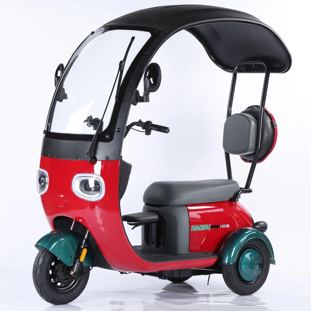 Supply Sample Fast Delivery Wandao 500W Electric Trike Open Body 2 Passengers 200-300kg Payload Adjustable Seat Tricycle Roof