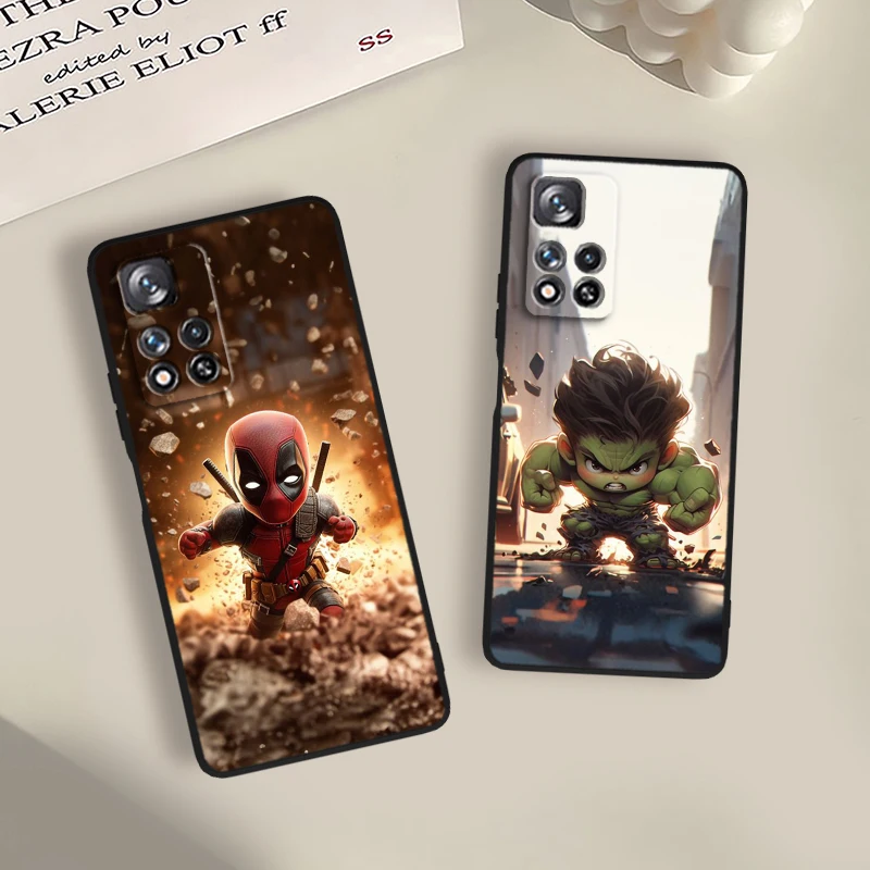 Marvel Cartoon Hero For Xiaomi Redmi Note 12 12S Turbo 11 11T 11S 10 10S 9 8 8T 7 Pro Plus 5G Black Phone Case Cover