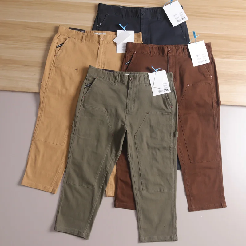 

Мужские хлопковые свободные прямые брюки в стиле ретро в американском стиле, повседневные брюки с девятью дюймов, футболка, размерный пошив