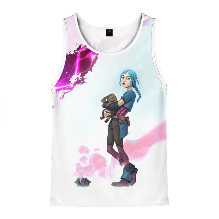 New Anime Arcane League of Legends Jinx Graphic 3D Print Tank Tops Men/Women Sleeveless Vest Oversized Harajuku Y2k Man Clothing