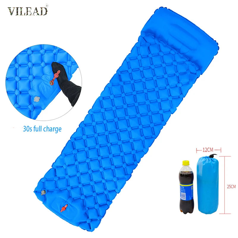 Vilead Inflatable Bed Tourist Pump Mattress Camping Supplies Outdoor Camp Bed Sleeping Pad Easy Bed Camping Folding Portable Bed