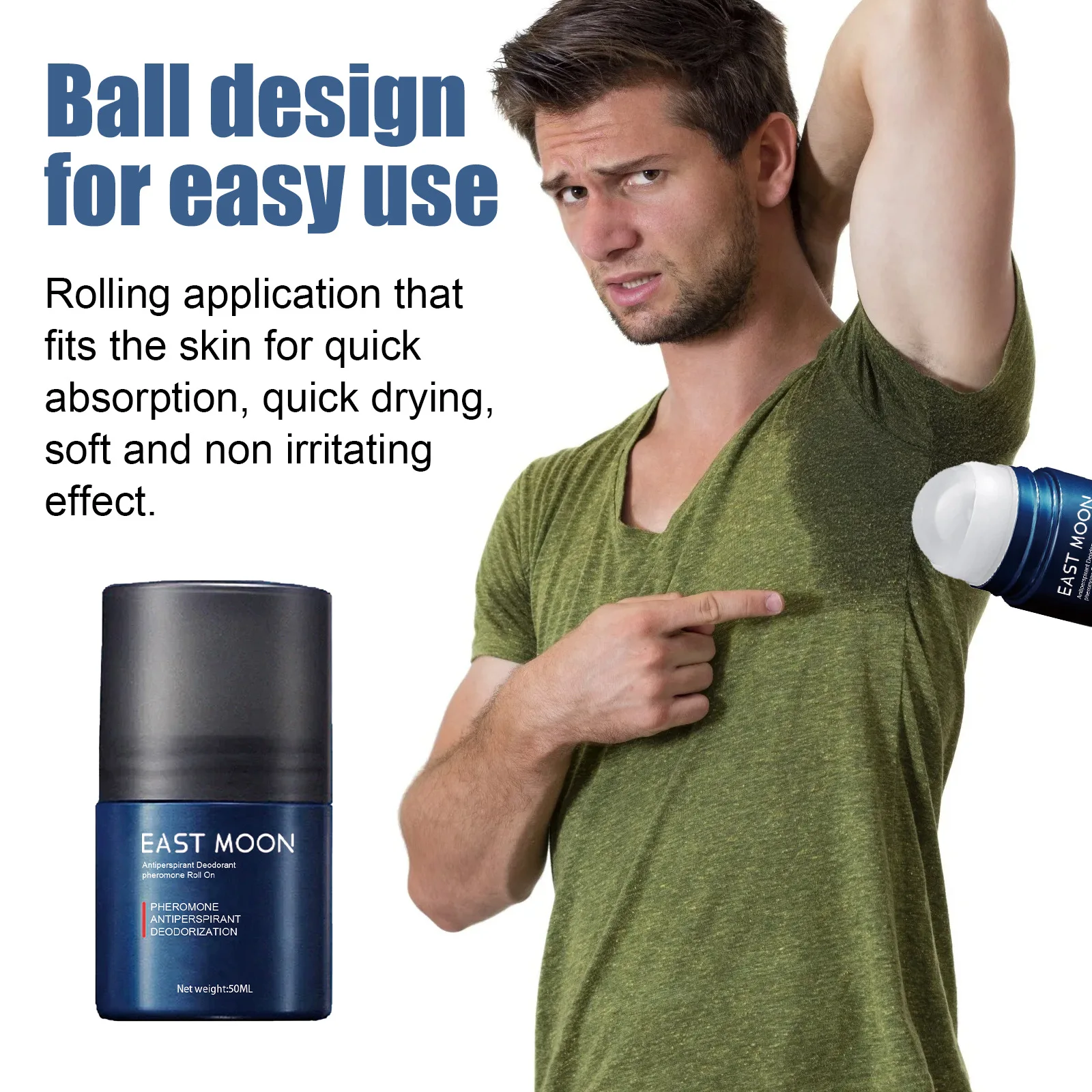 Antiperspirant Roll-On for Men Odor Remover Anti Excessive Sweat Prevent Bad Smell Refreshing Lasting Fragrance Deodorant Stick