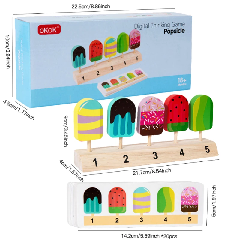 Kids Shape Color Sorting Board Game Toys Wooden Fruit Candy Ice Cream Matching Game Logical Thinking Training Pretend Food Toys