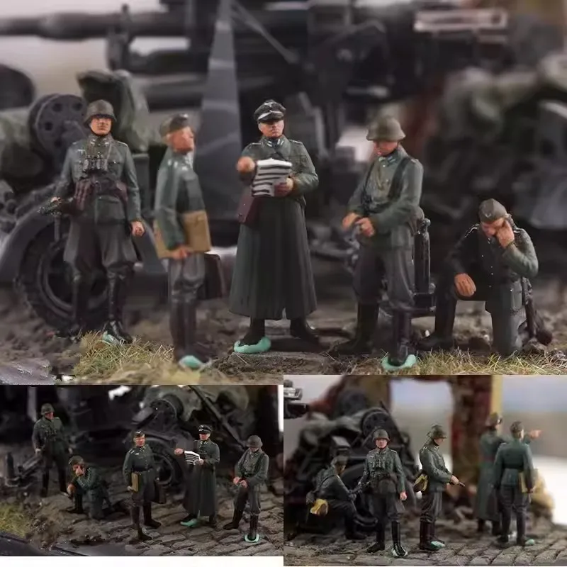 1:72 Scale Model Resin German Officer Communication Command Group 5 Soldiers Action Figure Toys Scene Accessory Display Dolls