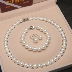 Hand knotted, sturdy Top Grading AAAA++ Japanese Akoya 9-10mm white Pearl Necklace 18in Bracelet 7.5-8in Earnail Set