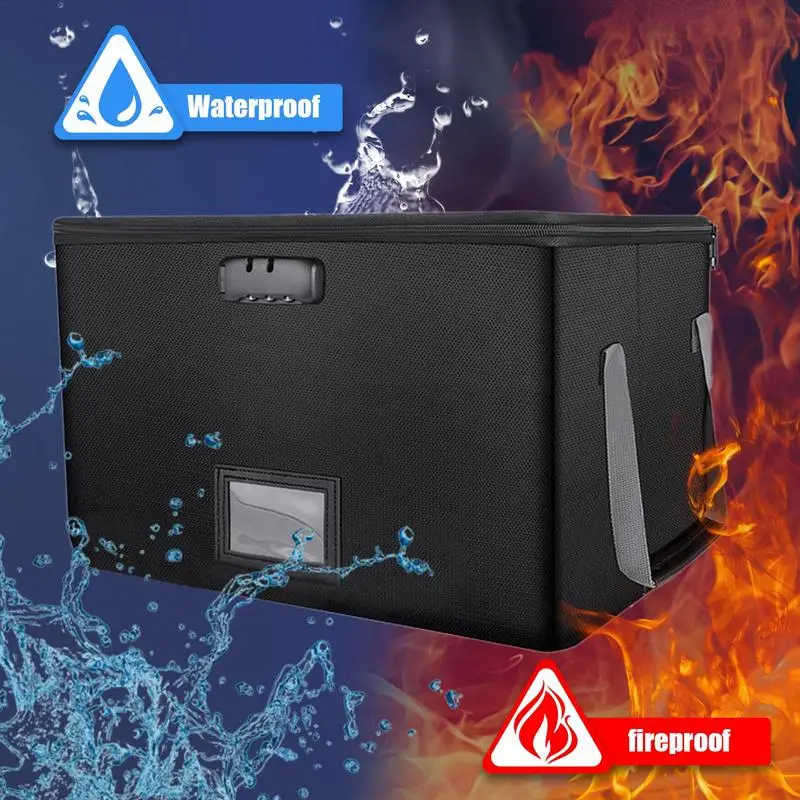 Fire Proof Document Safe Box Waterproof Safe Box Locking File Box Sealed Portable Large Capacity Filing Cabinet Organizer For