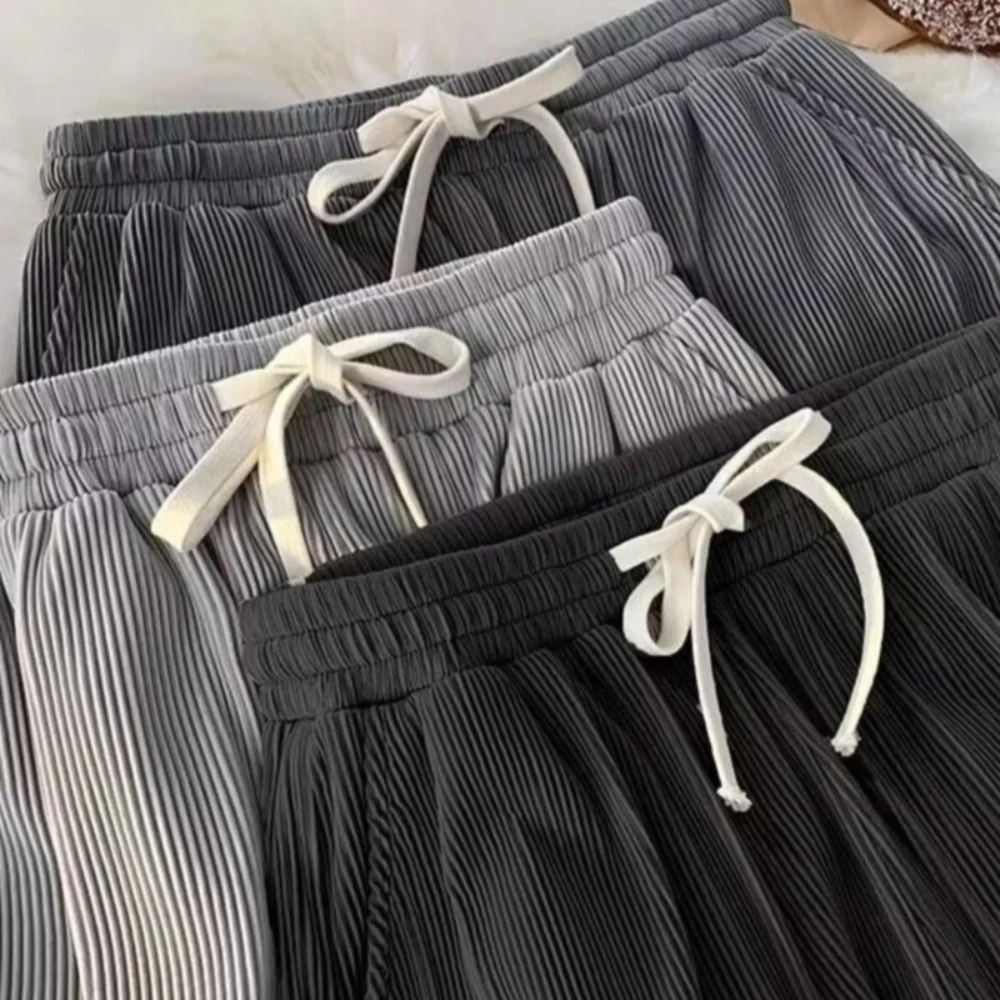 

Men's Casual Pants Summer Thin Straight Leg Breathable Polyester Fiber Low Waist Nine Points Youth Fashion Basic Color