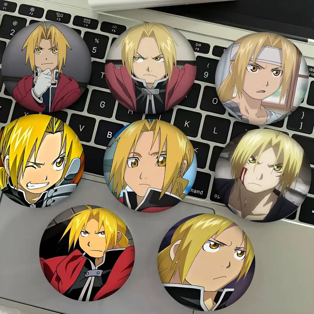 1pc Anime E-Edward E-Elric Cartoon Style Badge Brooches On Backpack Decoration Round Enamel Pins For Accessorys
