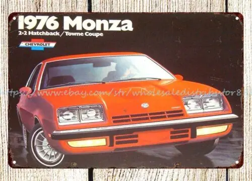 decoration art 1976 autos Monza autos Towne Coupe Hatchback metal tin sign