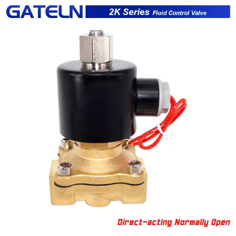 

2K series Direct-acting Normally Open Water Valve 1/4",1/8",1/2",3/4" AC220V,DC24V Pneumatic Valve for Water Oil Air