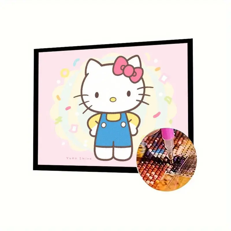 

1 шт. милый набор для алмазной живописи Hello Kitty 5D-очаровательный мультяшный Hello Kitty в синих комбинезонах, полная дрель, вышивка стразами DI