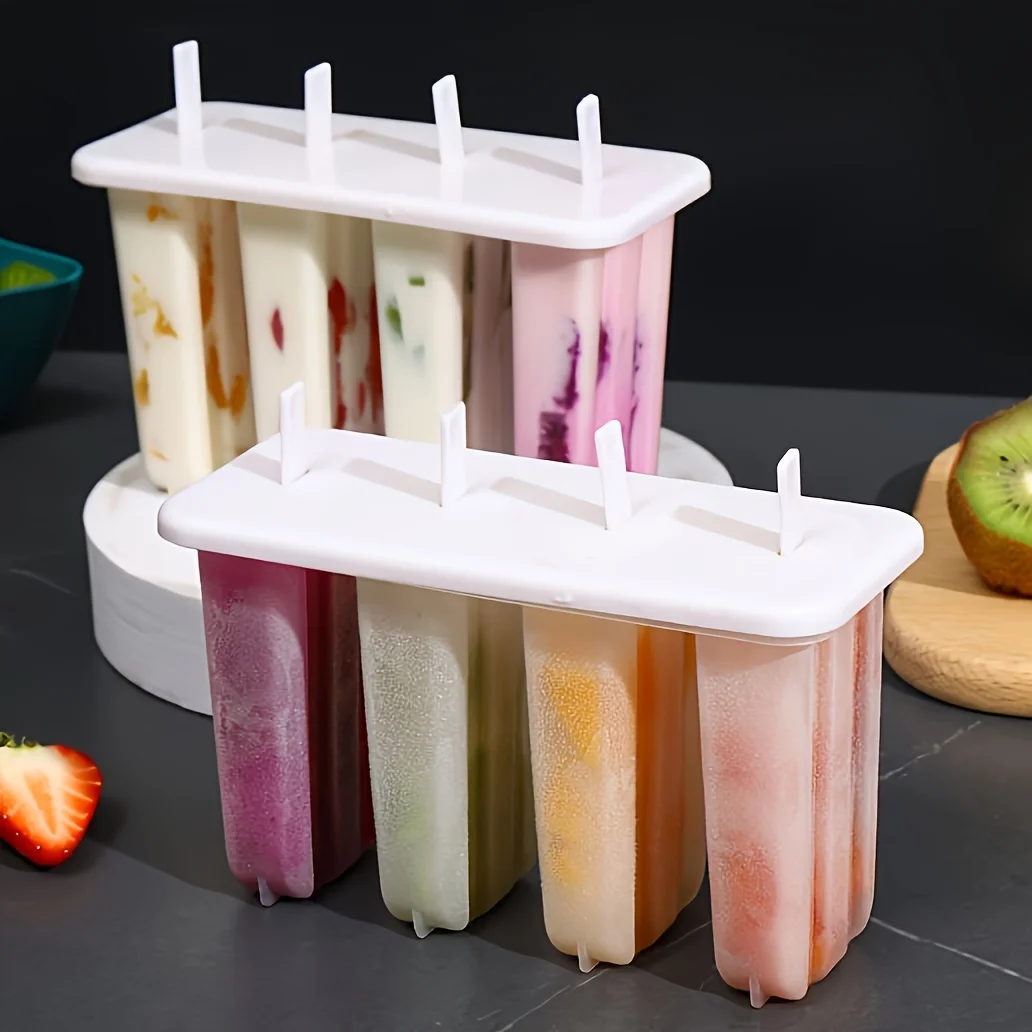 8-Cavity Popsicle Molds Set of 2 with 50 Wooden Sticks - Easy-Release BPA-Free Plastic Ice  Makers for DIY  Treats, Kitchen Acce
