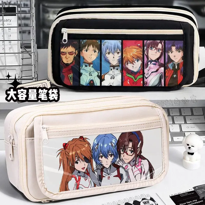 Neon genesis evangelionasuka langley soryu dos desenhos animados criativo lápis caso júnior estudante do ensino médio grande capacidade caixa de papelaria