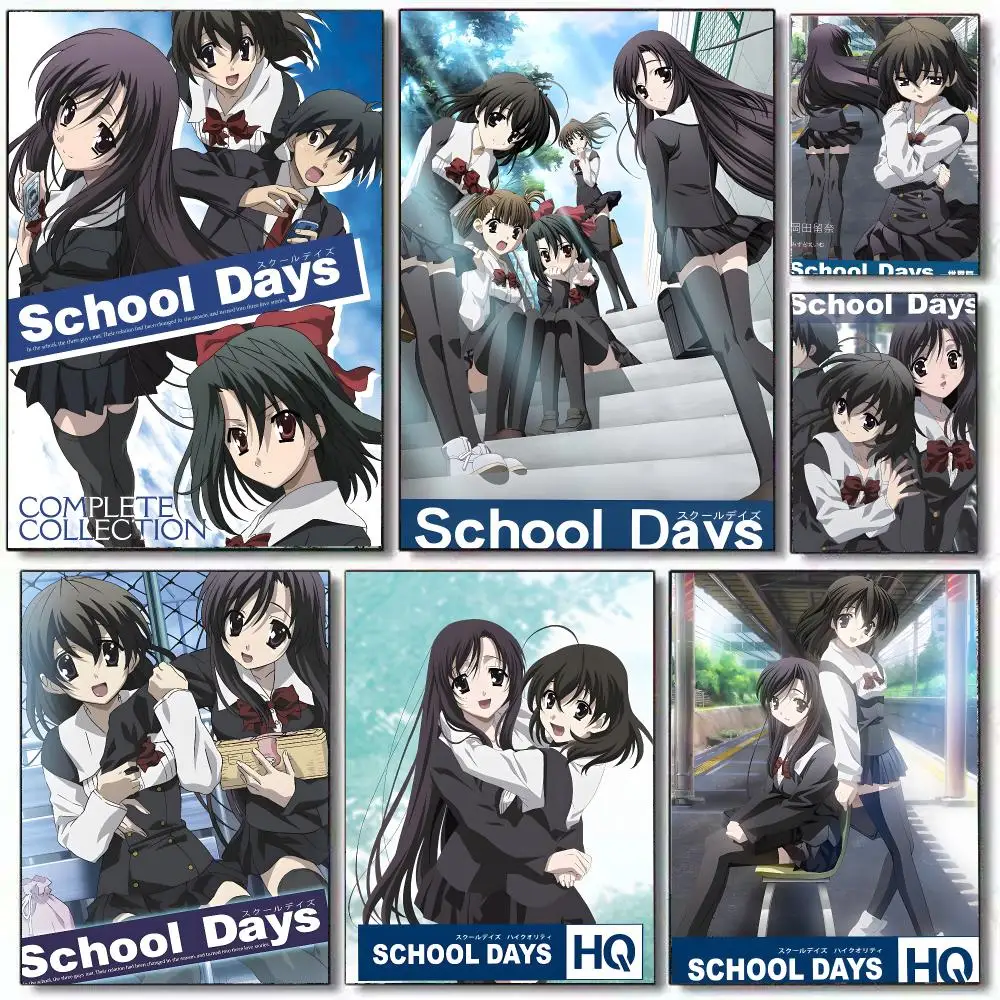 Video Game S-School Days Poster HD Home Decor Sticky Wall Waterproof Home Living Room Bar Aesthetic Decor