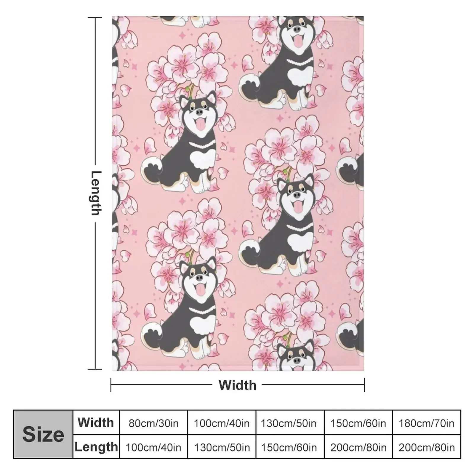 Black Tan Shiba Inu Cherry blossom Throw Blanket Shaggy Designers Baby Blankets