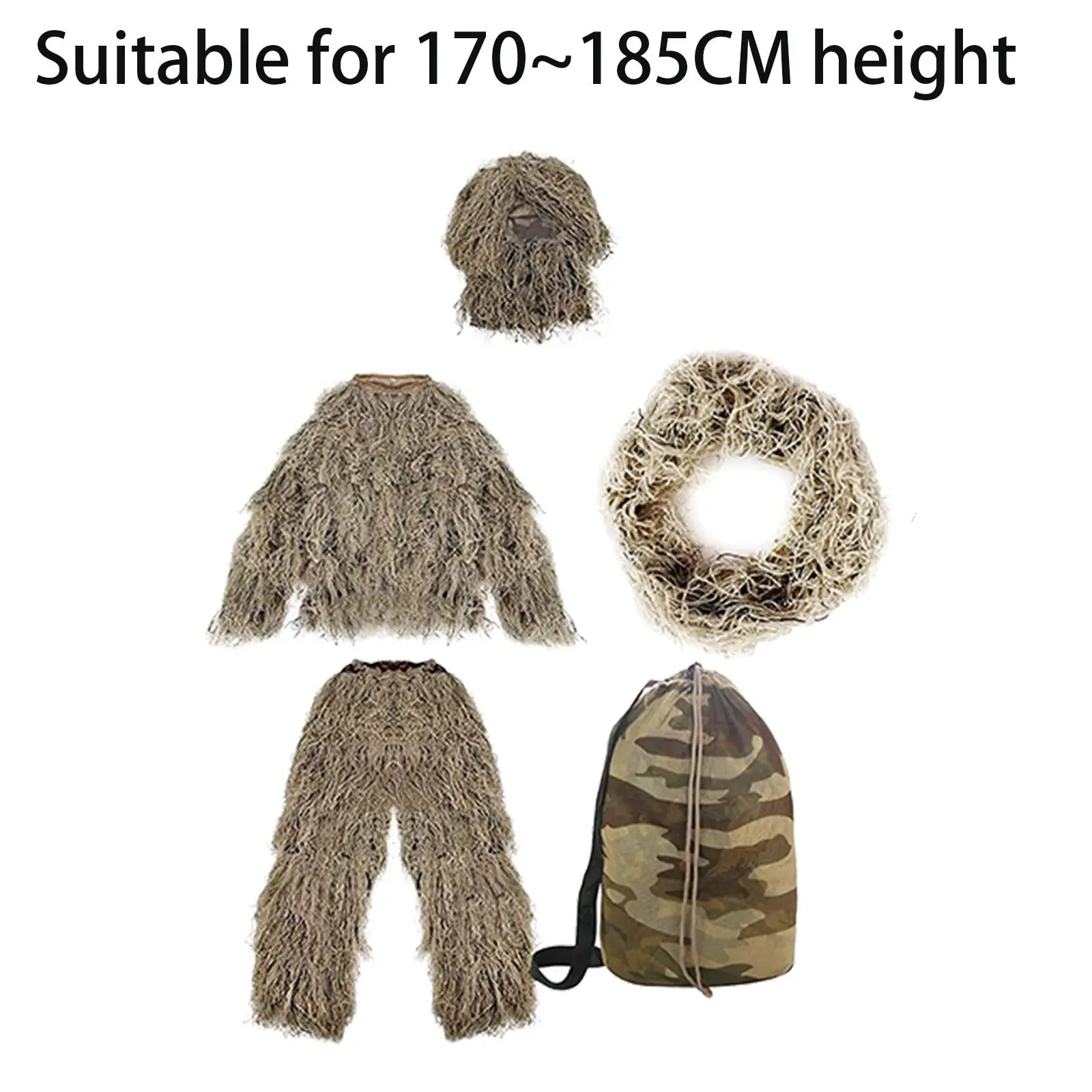 

Костюм-униформа Ghillie Suit Woodland для маскировки, дышащий, с сумкой для хранения, для охоты на диких животных, наблюдения за птицами, охоты на индейку, садоводства