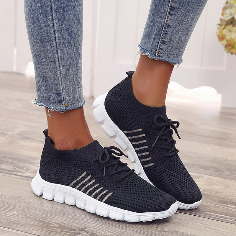 

New Sneakers Women Shoes Sneakers Flats Loafers Woman Breathable Soft Casual Shoes Ladies Plus Size Shockproof Trainers Sport