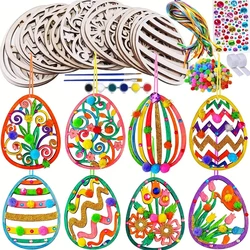 DIY Wooden Easter Egg Craft Kit – Paint Your Own Colorful Egg Ornaments Ideal for Spring Classroom Activities and Home Crafting