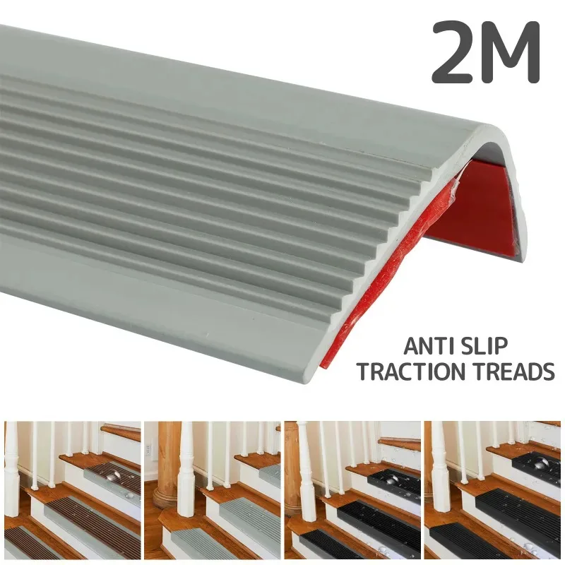 1 Roll Stair Edge Protector Soft PVC Non-Slip Stair Nose Edging L-Shape Self-Adhesive Step Edge Trim Strips 2m Step Protector