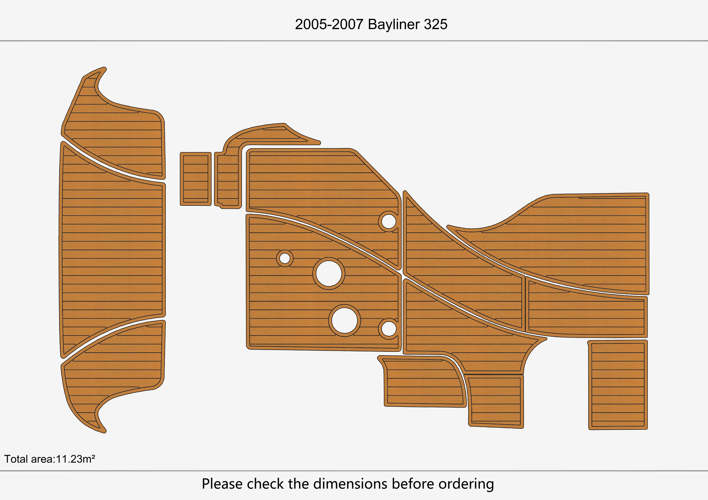 Eva foam Fuax teak seadek marine floor For 2008-2009 Bayliner 325 Cockpit Swim platform 1/4