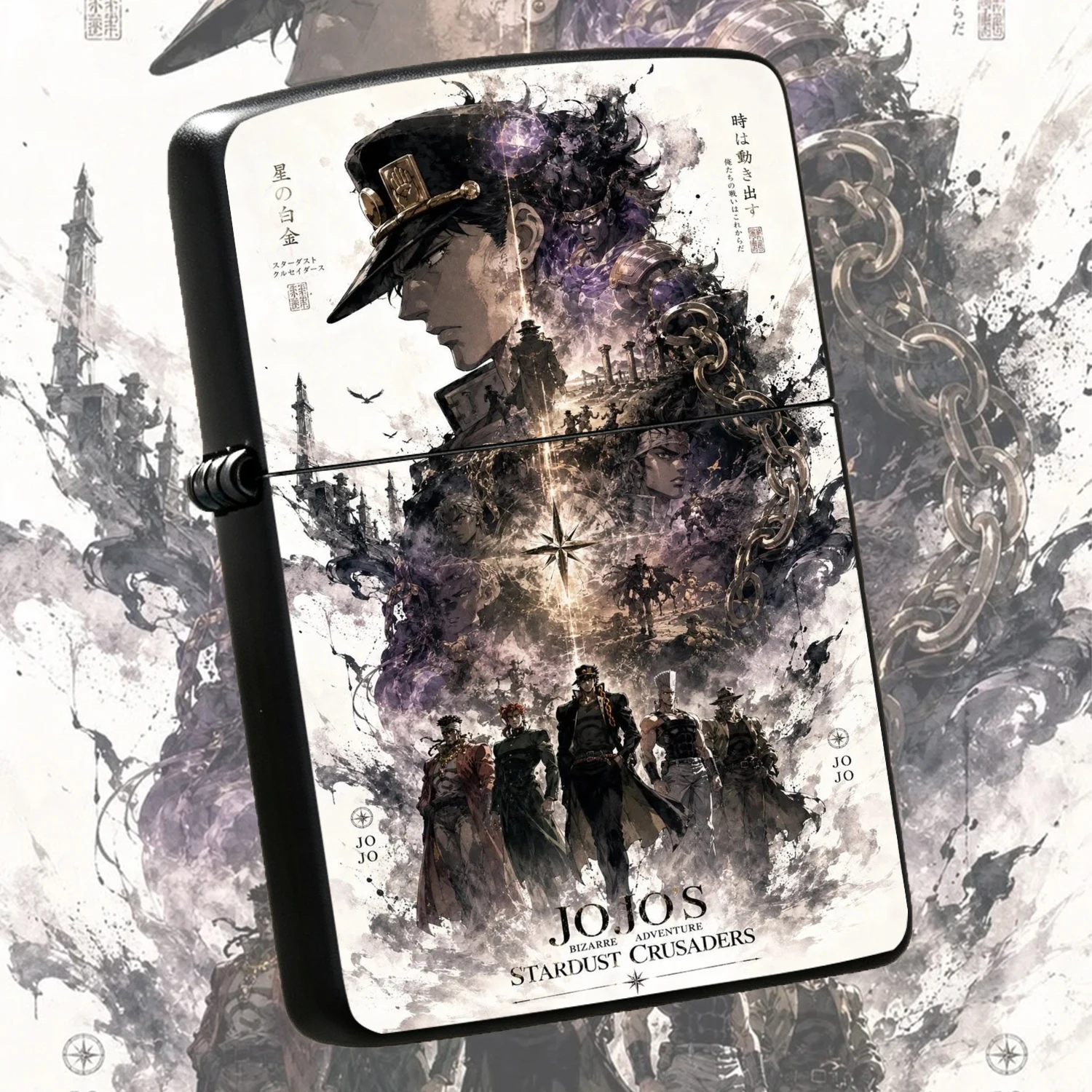JOJO Bizarre Adventure Themed Lighter, Kuujou Joutarou Star Platinum Anime Peripheral, Trendy Collectible PORTABLE Igniter, Ideal Gift for Anime Fans, Durable Exquisite Craftsmanship Daily Use Lighter, Fits Regular Consumables for Daily C