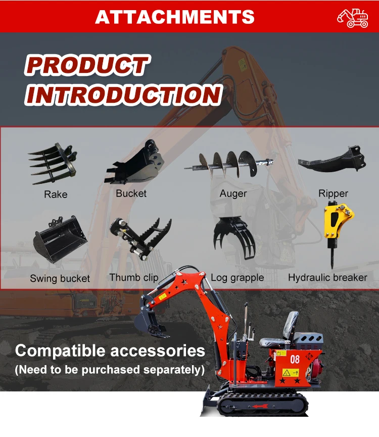 Mini-Bagger Kompakter Hydraulikbagger für Bau- und Landwirtschaftszwecke mit Gummiketten Maßgefertigt – Detail 5