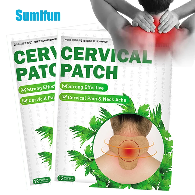 Sumifun 12pcs Cervical Patch Shoulder Neck Cervical Wormwood Plaster Relieve Arthritis Rheumatic Treatment Pain Relief Sticker