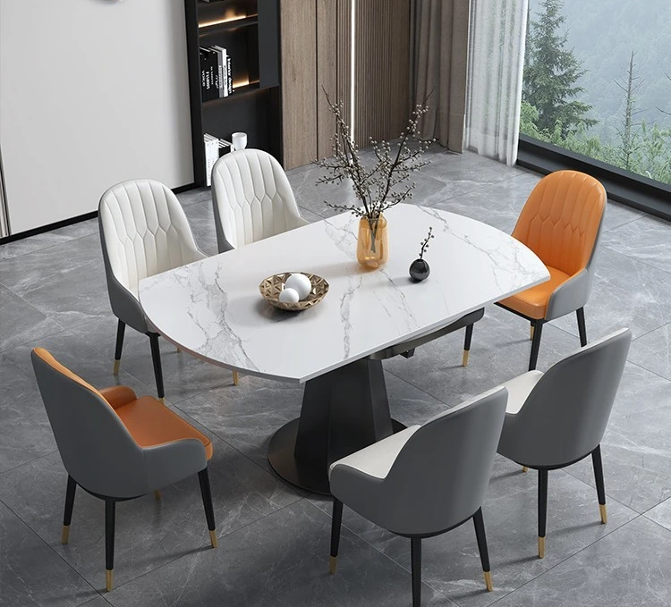 

Slate, dining table and chair combination, small apartment, retractable, square and round, dual-use, household