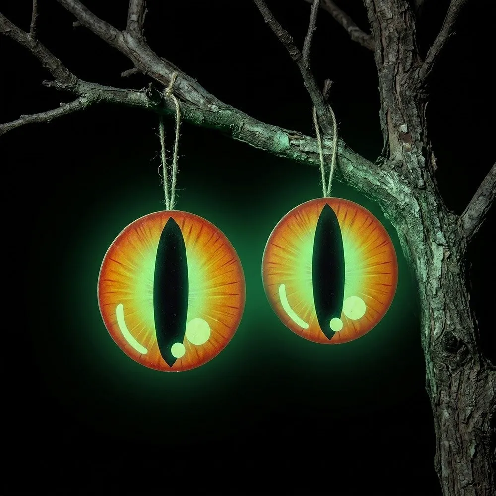2D Flat Halloween Luminous Eyeball Ornament Creative Luminous Stickers Giant Hanging Eyeball Round Decorative