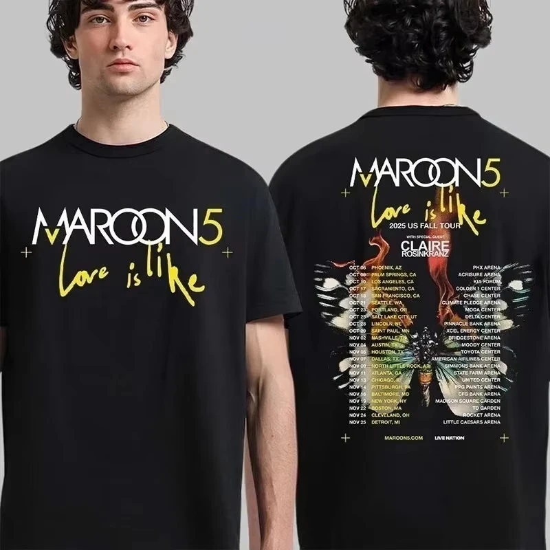 Maroon 5 Love Is Like 2026 US Fall Tour Cities Dates Camiseta MERCH Fans Regalo Lujo de alta gama Es tanto para hombres como para mujeres Top Y2k